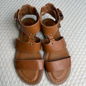 Tommy Hilfiger Gladiator Tan Leather Sandals 8M